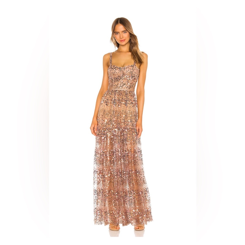 Bronx and Banco Sequin Maxi Dress in Gold and Silver